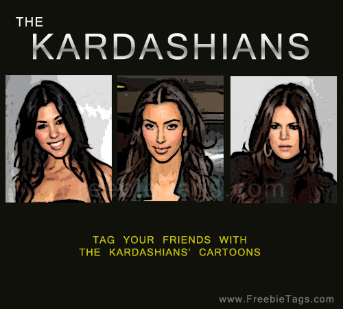 Tag your friends with the Kardashian family's cartoon (Kim, Khloe, and Kourtney characters)