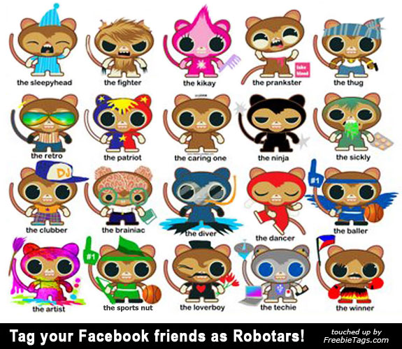 Tag your facebook friends as robotars cartoon