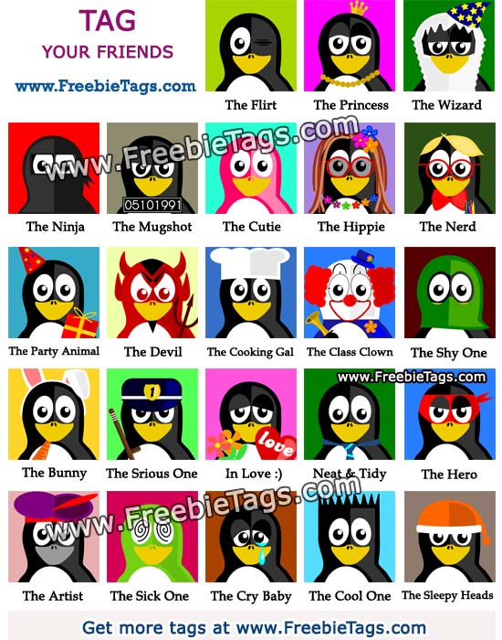 Tag your friends on facebook as cute penguin characters