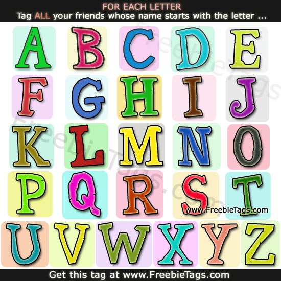Fun Facebook tag - Tag your friends whose name starts with alphabet or letter